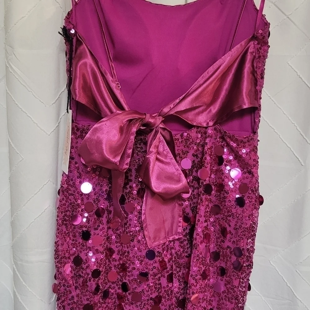 Crystal sky sequin hot pink mini dress Y2K - Picture 2 of 5